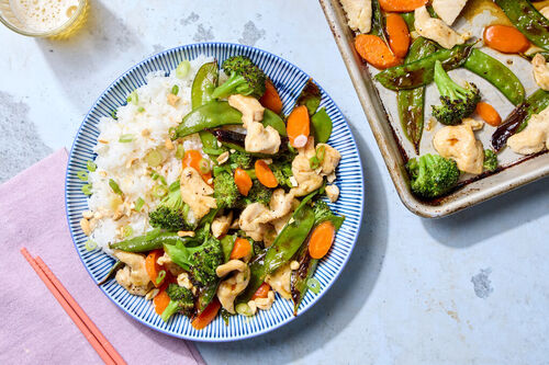 Fast! Sheet Pan Chicken & Veggie Stir-Fry