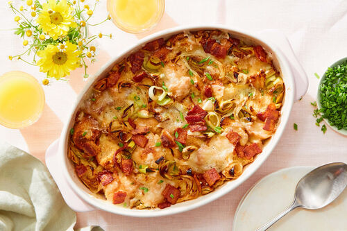 Cheesy Bacon & Caramelized Leek Strata