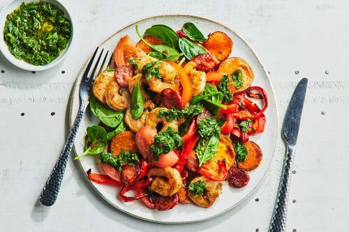 Prawn and Baked Chorizo Salad