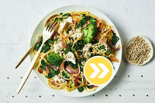 Pesto Beef Spaghetti