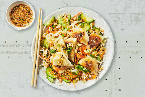 Pork Potsticker Dumplings and Slaw