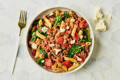 15-Min Rich Lamb and Feta Pasta