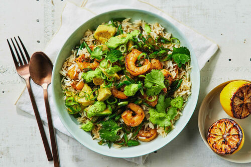 Warm Prawn Rice Salad and Avocado