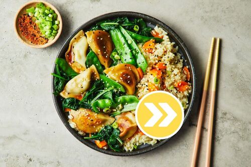 Chicken Dumplings and Snow Peas