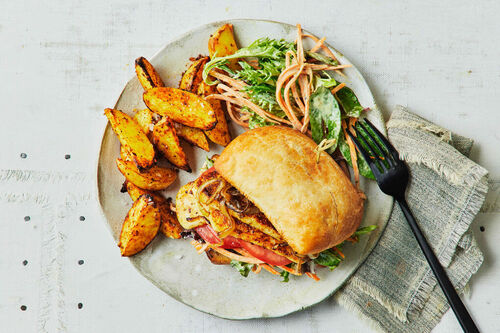 Haloumi Burger and Barbecue Wedges