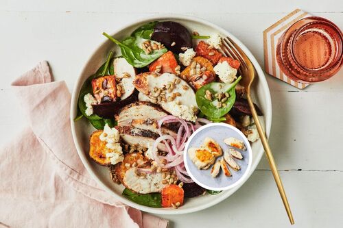 Easy Roast Chicken Thigh Root Veggie Salad