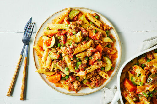 Cheesy Pork Pasta Bake