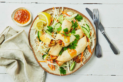 Crispy Haloumi Taquitos and Slaw