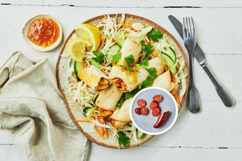 Crispy Chorizo-Haloumi Taquitos and Slaw