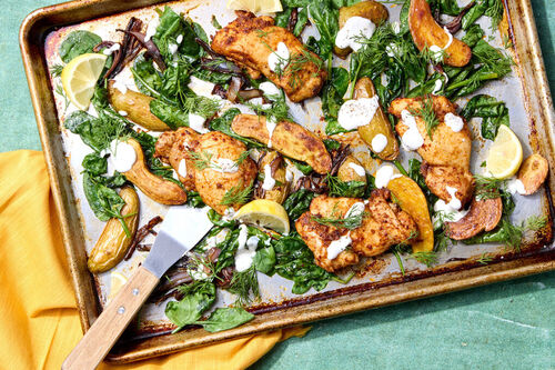 Sheet Pan Harissa Chicken Thighs