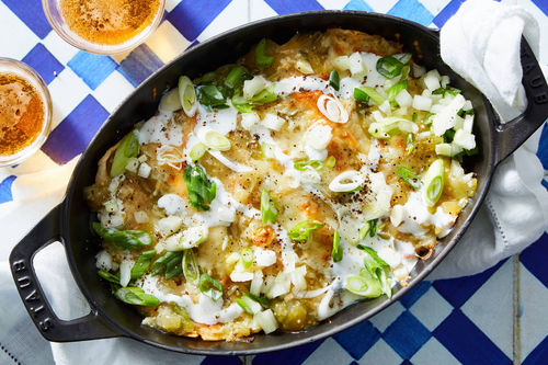 Cheesy Salsa Verde & Braised Beef Enchiladas