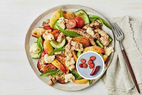 Chorizo, Pork and Fresh Peach Panzanella