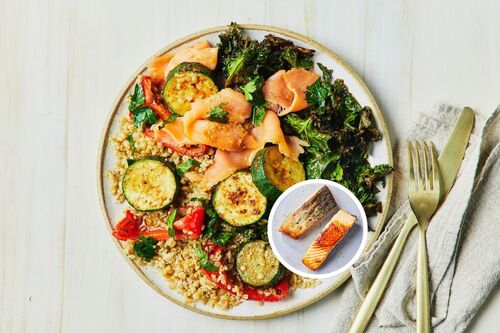 Nutritious Spicy Roast Salmon Freekeh