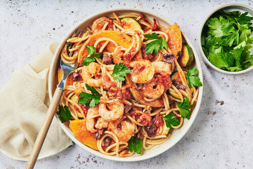Prawn, Pumpkin and Parsley Spaghetti