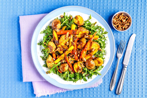 Ofengemüse mit Rucola in Sardellendressing