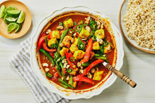 Easy Baked Haloumi and Tomato Curry