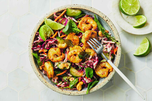 15-Min Carb-Conscious Spicy Prawn Salad