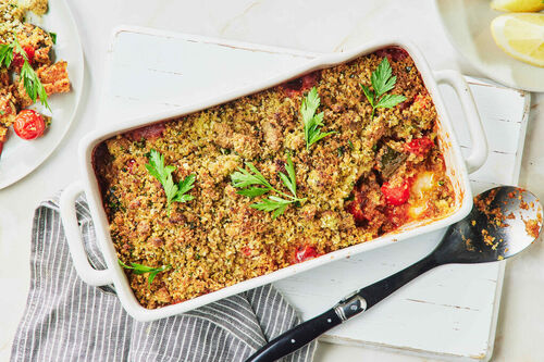 Chunky Vegetable Bake and Falafel Crumb