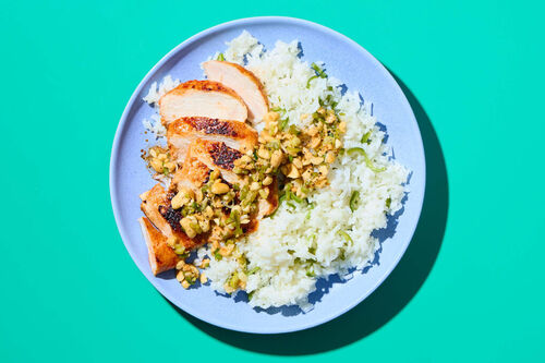 Chili-Lime Glazed Chicken with Peanut Salsa