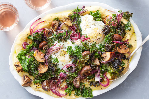Roasted Mushrooms & Kale