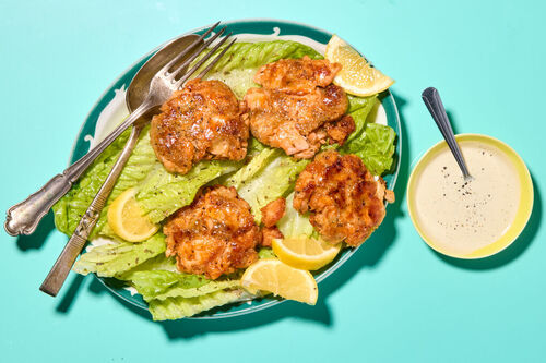 Crispy Salmon Cakes with Dijonnaise
