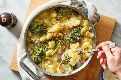 Cheesy Baked Gnocchi with Readymade Chicken
