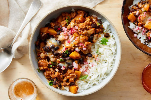 Cheesy Impossible Ground & Black Bean Chili
