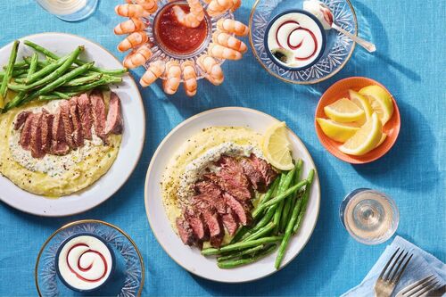 Dinner & Dessert! Steak with Shrimp Cocktail