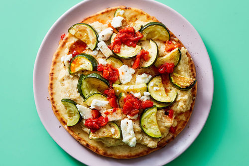 Loaded Chicken Cutlet Hummus Pizza