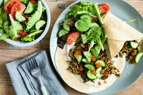 Bio-Rindfleisch-Wraps Bobotie-Style