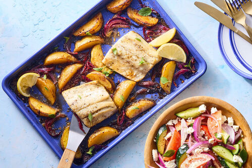 Sheet Pan Barramundi with Lemon Potatoes