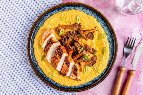 Bio-kipfilet op miso-maïspuree