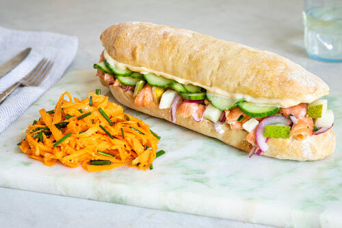 Baguettes met zalm-peertartaar