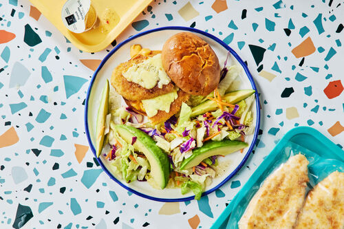 Easy Cheesy Crumbed Fish Burgers