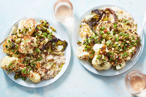 Cauliflower “Steak” with Almond-Olive Relish