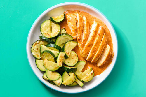 Low-Carb Creamy Red Pepper Pesto Chicken