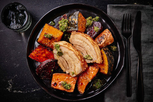 Roast Pork Belly and Veggies