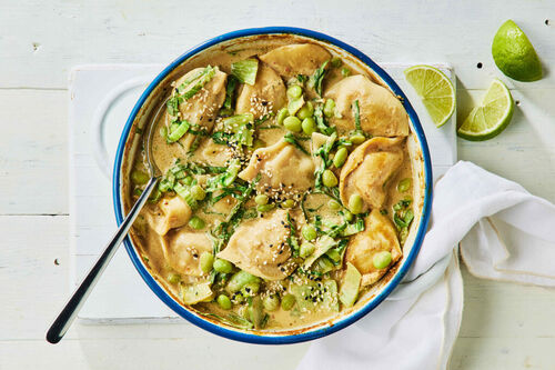 One-Pan Red Curry Chicken Dumplings