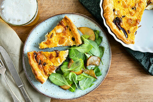 Bladerdeegquiche met geitenkaas