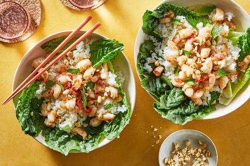 Thai Jumbo Shrimp Lettuce Wrap Bowls