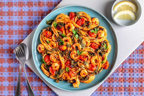 Mediterraanse garnalenpasta