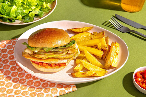 Burger mit Bio-Hähnchen und Birne