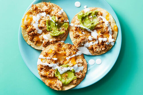 Cheesy Chicken Tostadas with Double Chicken!