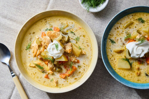 Polish Pickle & Chicken Soup (Zupa Ogórkowa)