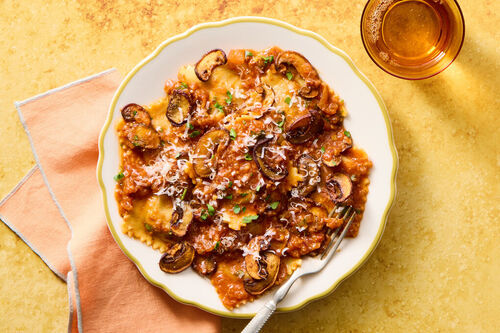 Vegetarian Mushroom Ravioli all'Amatriciana
