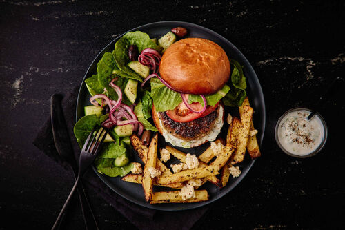 Ultimate Greek Lamb Burger and Tzatziki