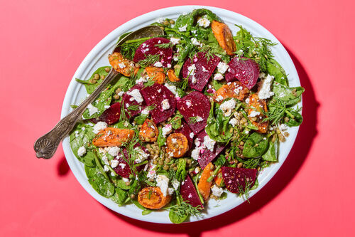 Beet & Roasted Carrot Salad with Lentils