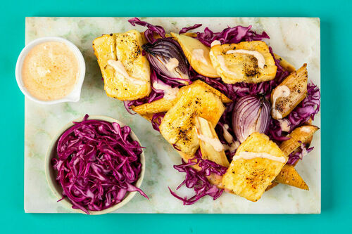 Pikante grillkaas met pastinaak uit de oven