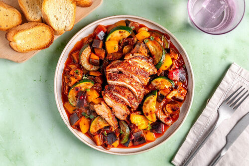 Kippendijen op ratatouille