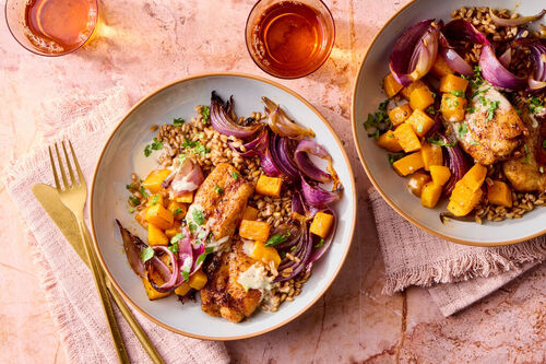 Berbere-Spiced Chicken Thighs & Tahini Sauce